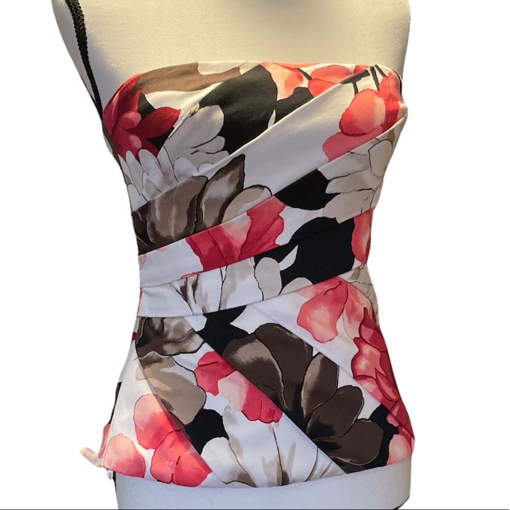 WHBM Strapless Floral Cotton Bustier Corset Top